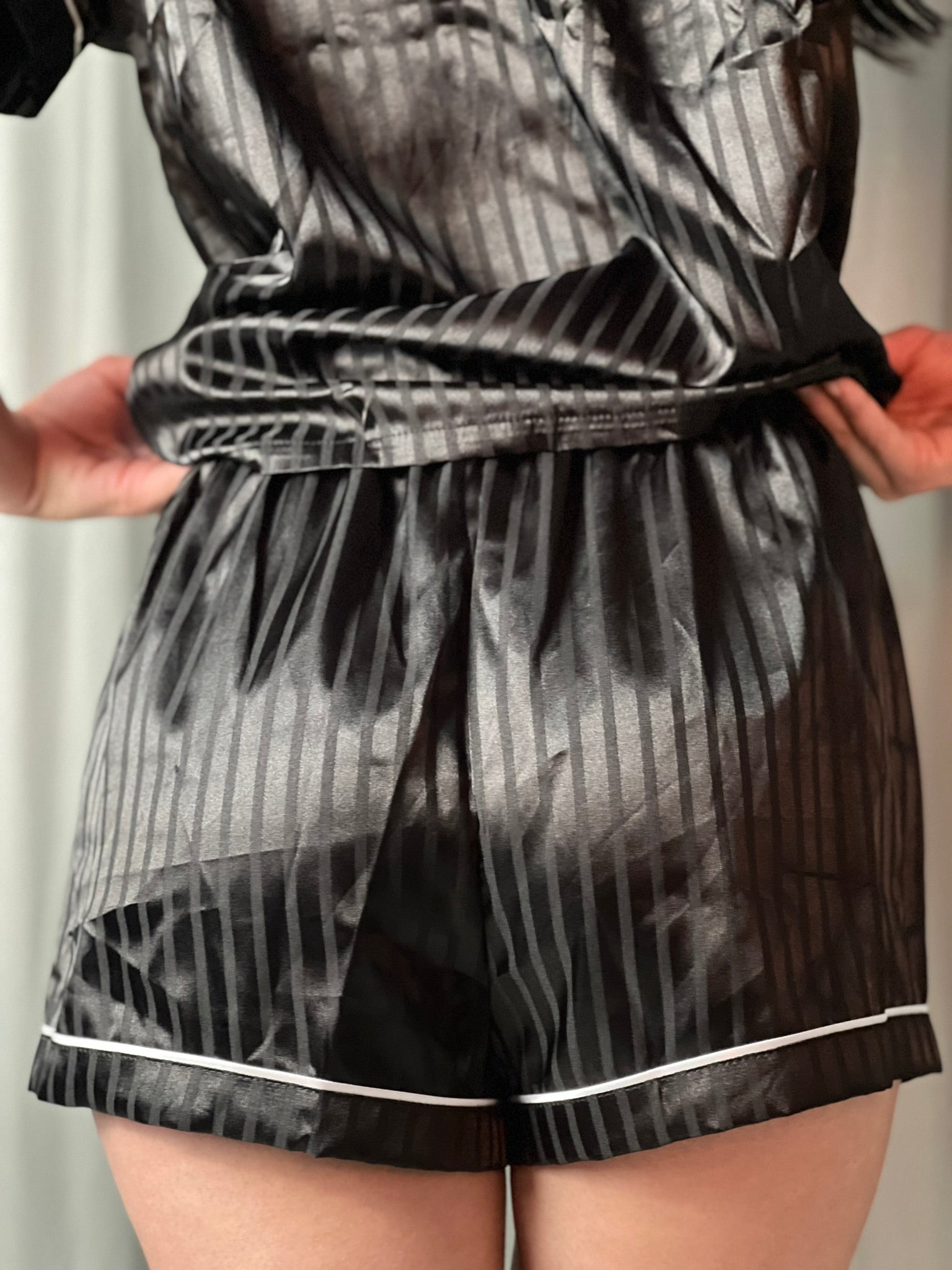 Conjunto Moireta de Pijama Listrado Ribana Contrastante - Premium