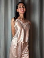 Conjunto Pijama C/Top Camiseta e Calça C/Renda - Premium