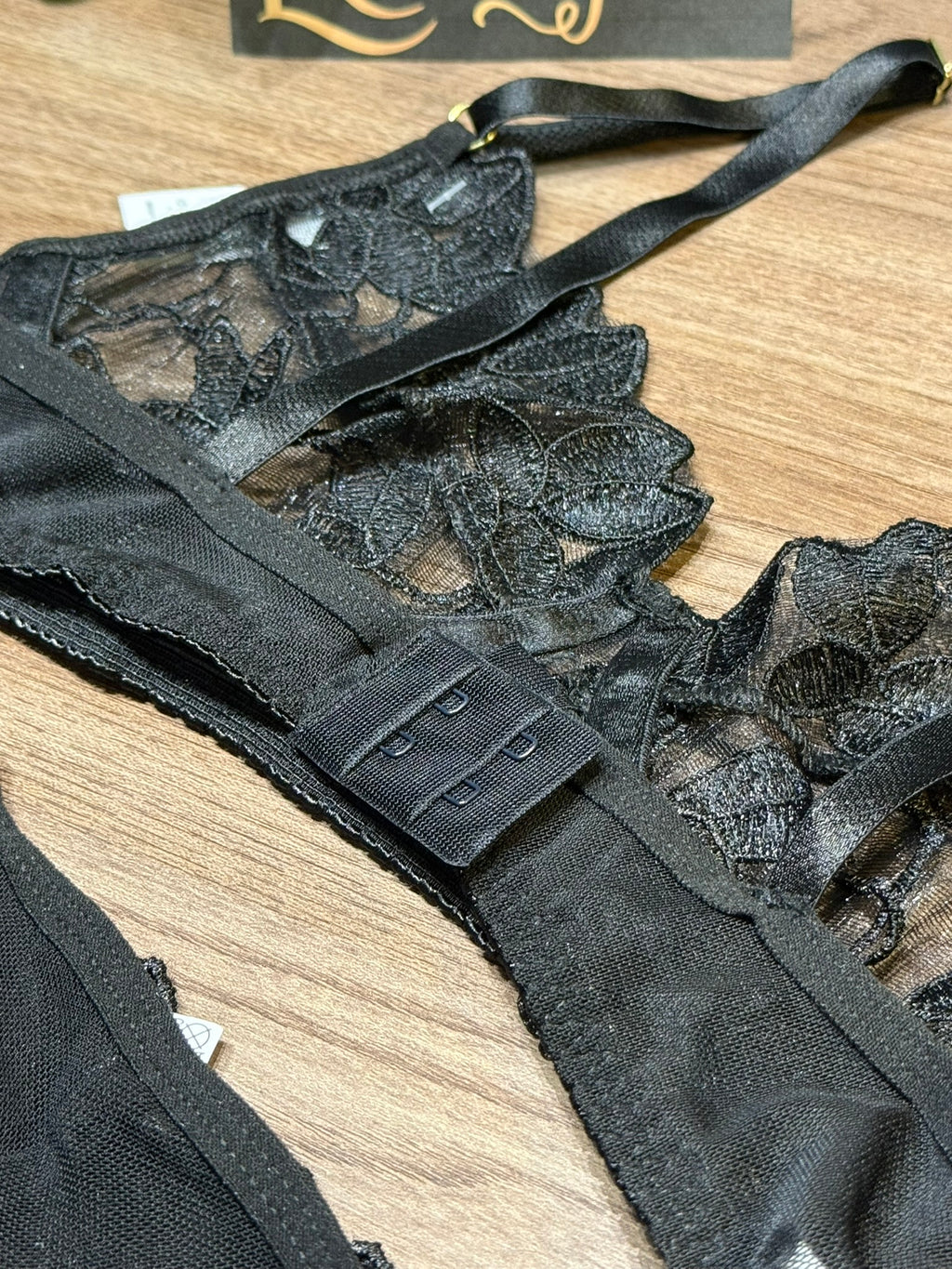 Conjunto Lingerie Sexy Cropped C/Aro Tule Bordado - Premium