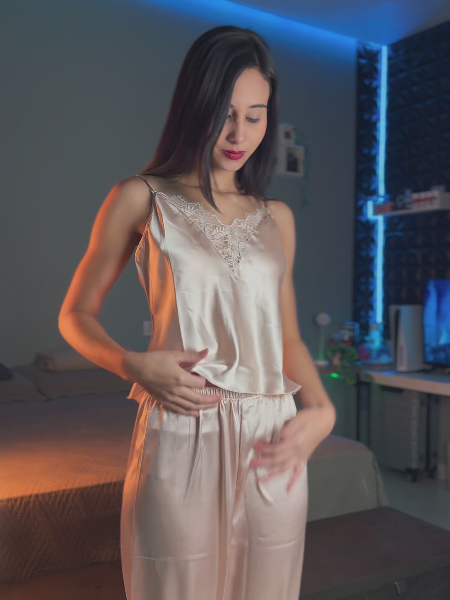 Conjunto Pijama C/Top Camiseta e Calça C/Renda - Premium